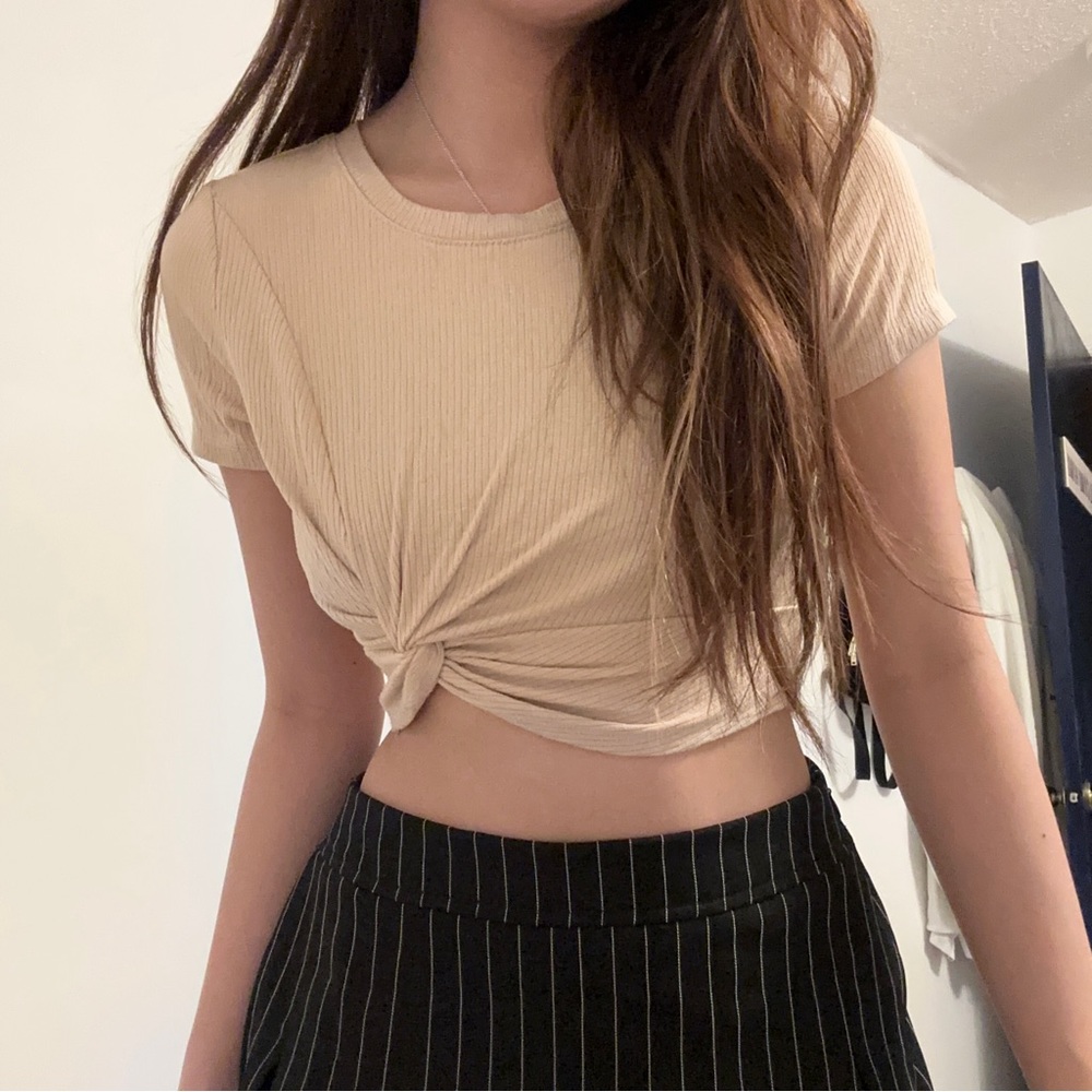 beige twist, croptop from forever, 21